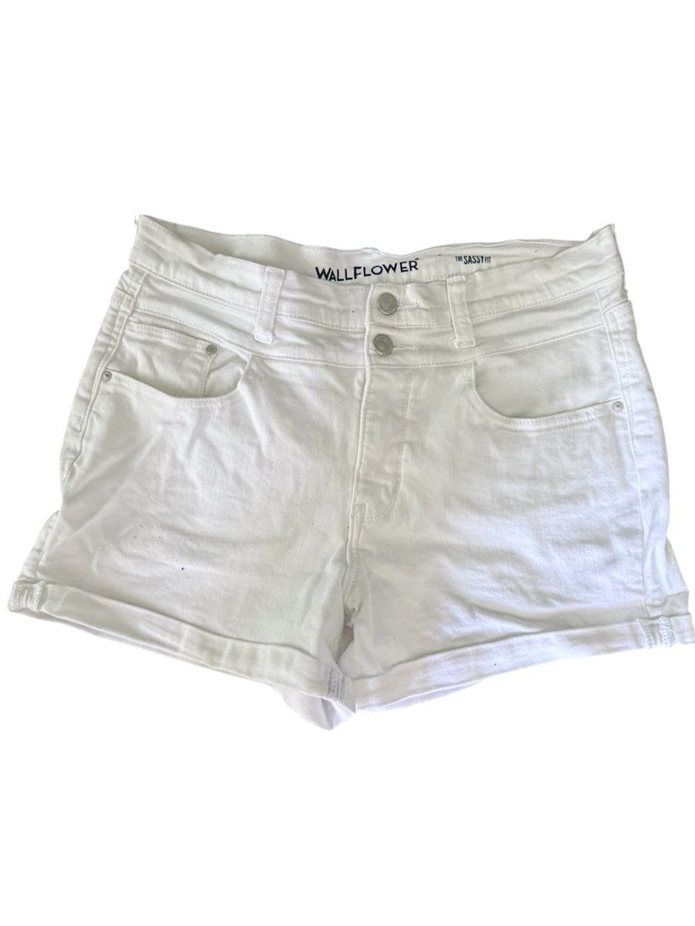 Wallflower White High-Rise Denim Shorts